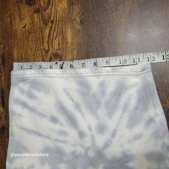 Abercrombie & Fitch Soft Fleece Tie Dye Shorts Size L Pockets Blue Gray White - Picture 10 of 11